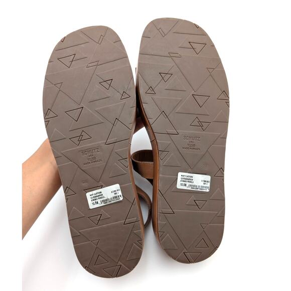 Schutz Wavy Ankle Strap Platform Sandals Women's Leather Brown Size US10.5B EU41 - Picture 8 of 11